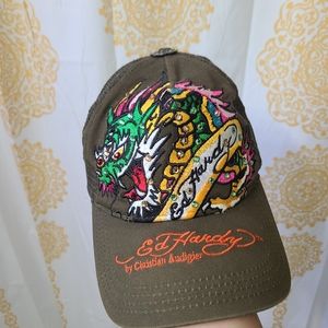 Ed Hardy Hat Cap Snapback Olive Green